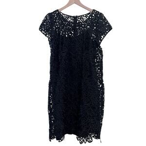 MILLY all black large lace whimsigoth evening dress M